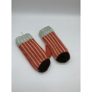 BOGO Panache Mittens Orange Stripes Knit Fleece Lined Womens One Size